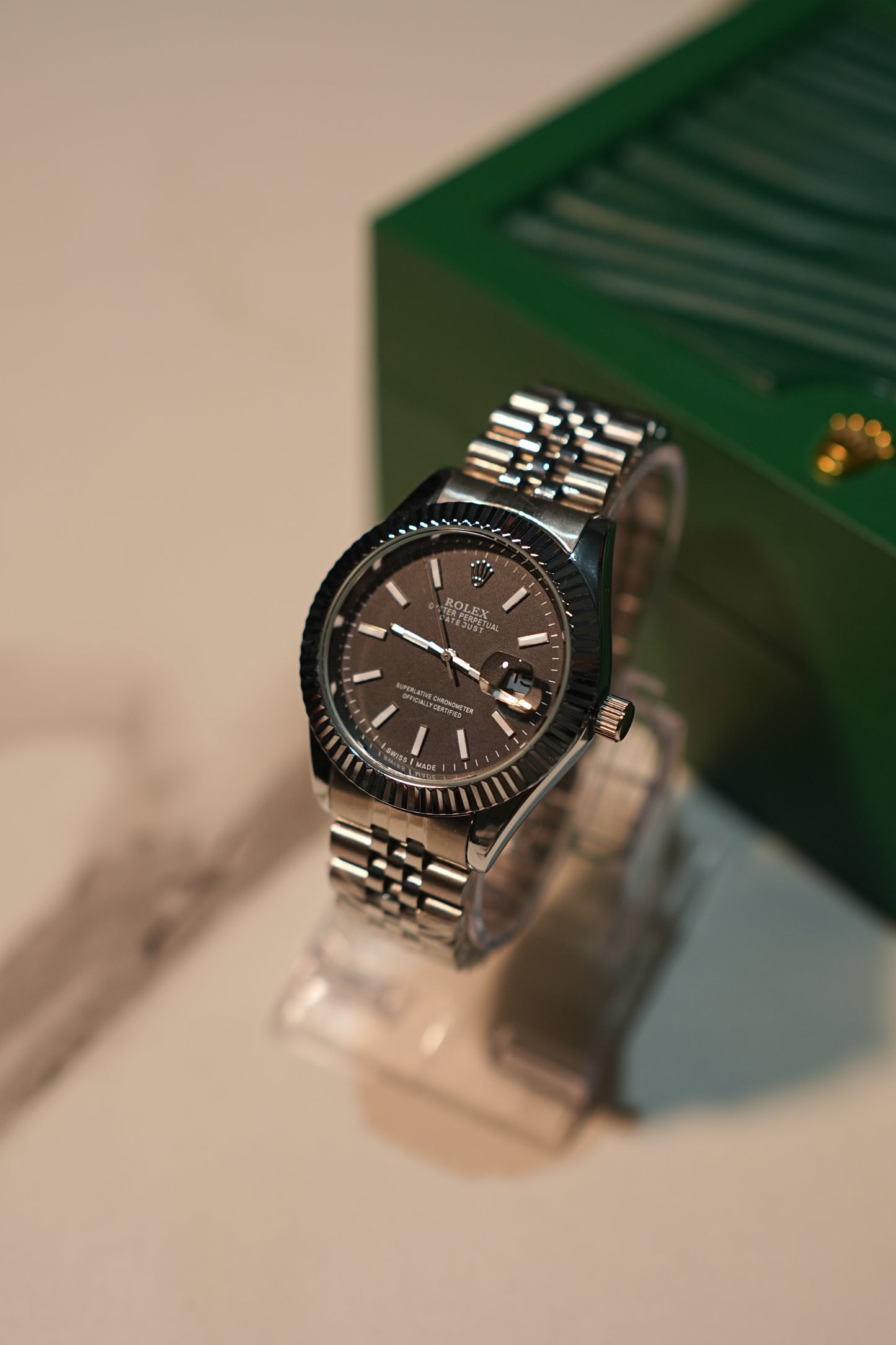 RLX Luxury Stainless Steel Date Watch with Jubilee Bracelet