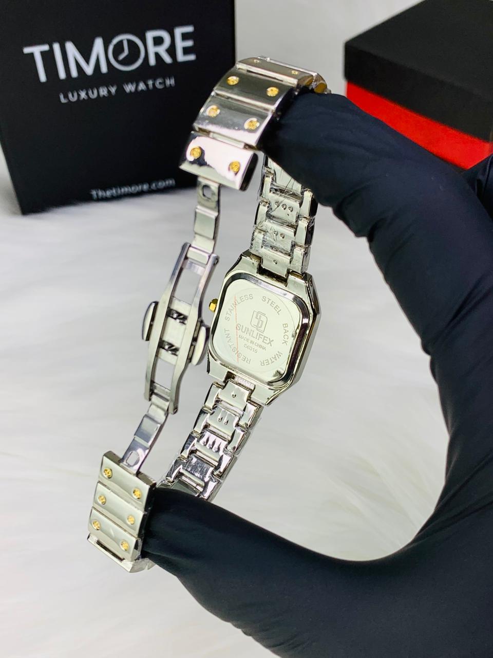 Sunlifex Women’s Vintage Gold Watch – Oval & Rectangle Quartz Edition