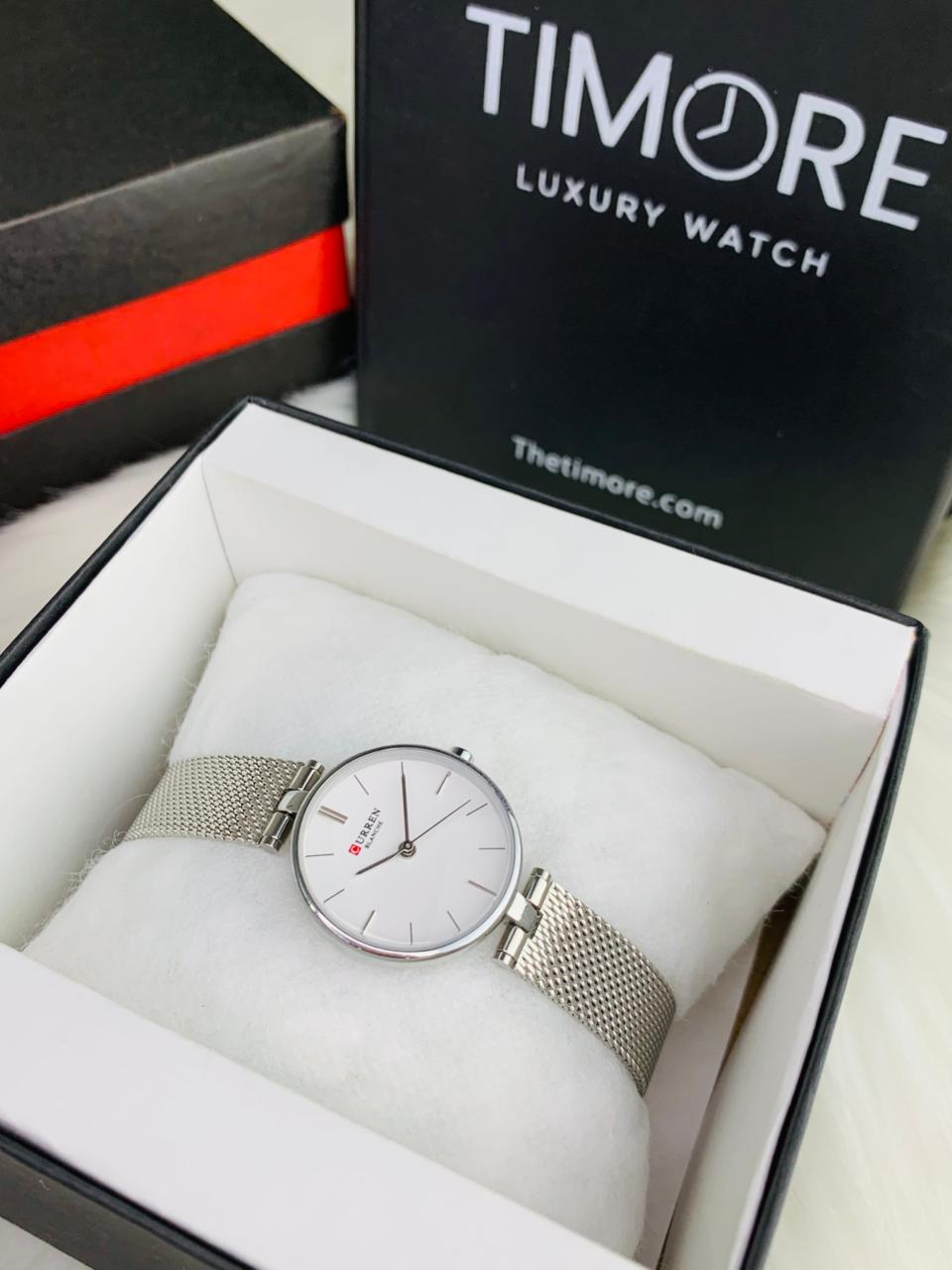 Curren Blanche Elegant Silver Mesh Watch