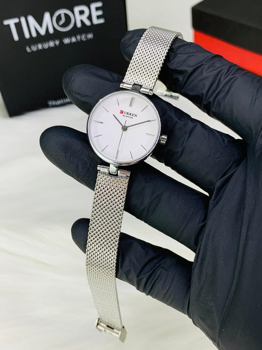 Curren Blanche Elegant Silver Mesh Watch