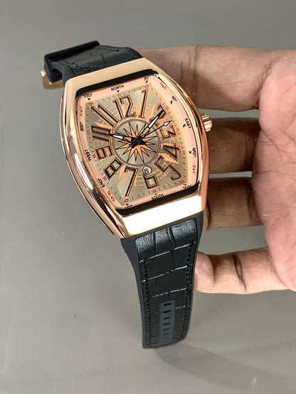 Denvosi Crystal Tonneau Rose Gold & Silver Ice