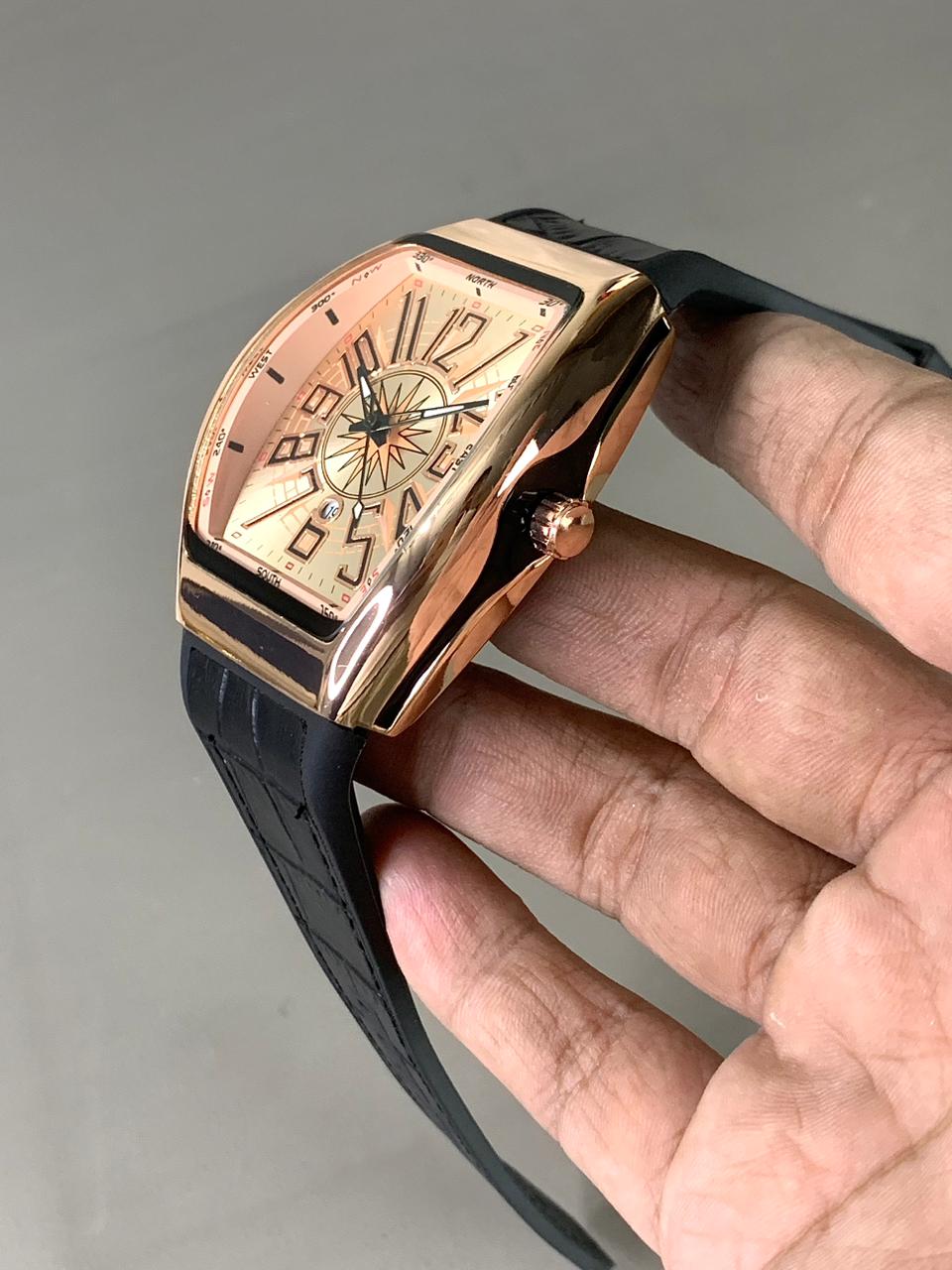 Denvosi Crystal Tonneau Rose Gold & Silver Ice