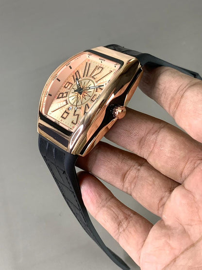 Denvosi Crystal Tonneau Rose Gold & Silver Ice