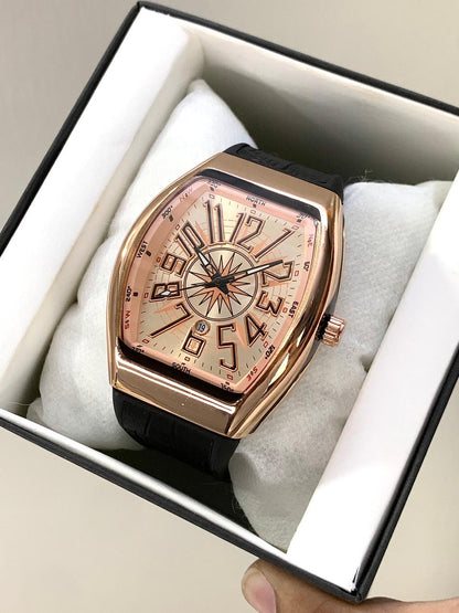 Denvosi Crystal Tonneau Rose Gold & Silver Ice