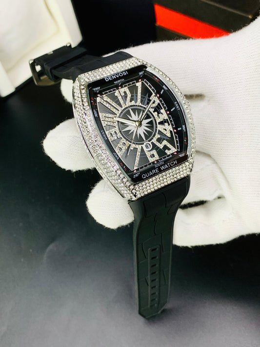 Denvosi Iced-Out Tonneau Luxury Crystal Compass Edition