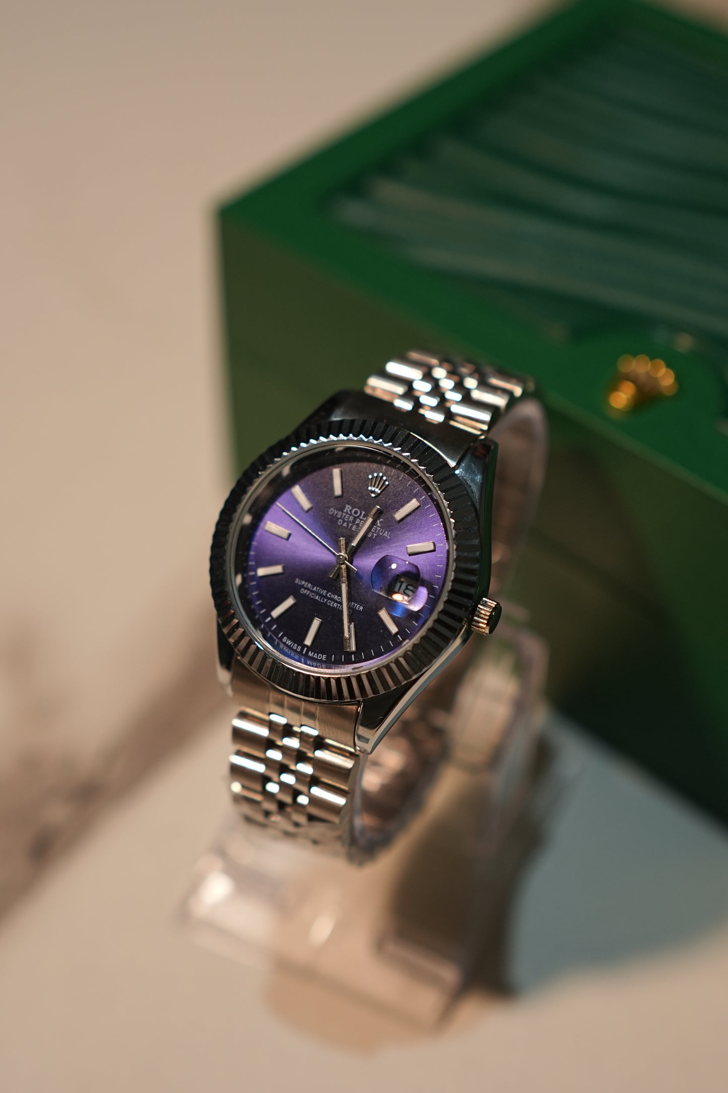 RLX Luxury Stainless Steel Date Watch with Jubilee Bracelet