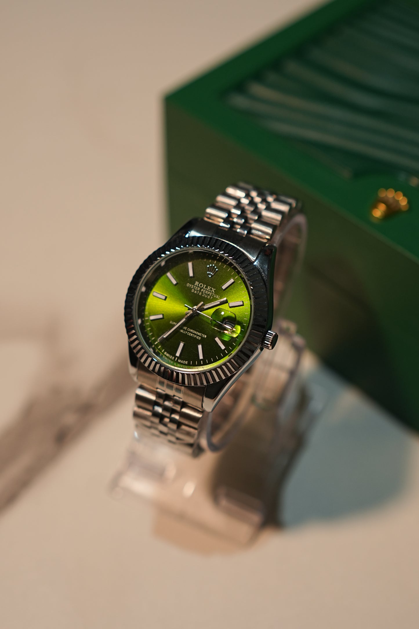 RLX Luxury Stainless Steel Date Watch with Jubilee Bracelet