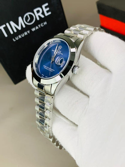 Rolex Silver Chain Blue Dial