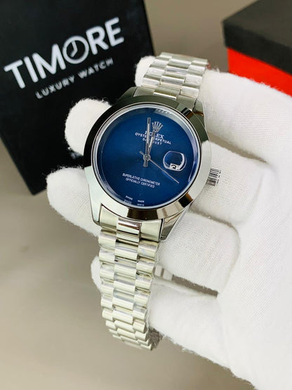 Rolex Silver Chain Blue Dial