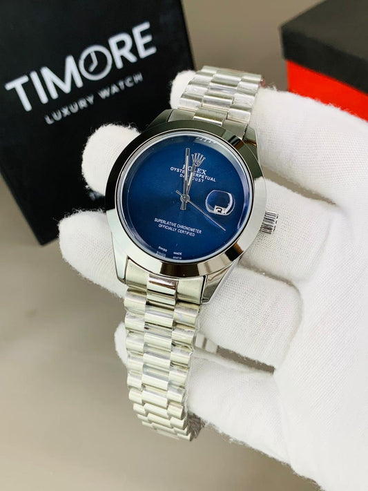 Rolex Silver Chain Blue Dial