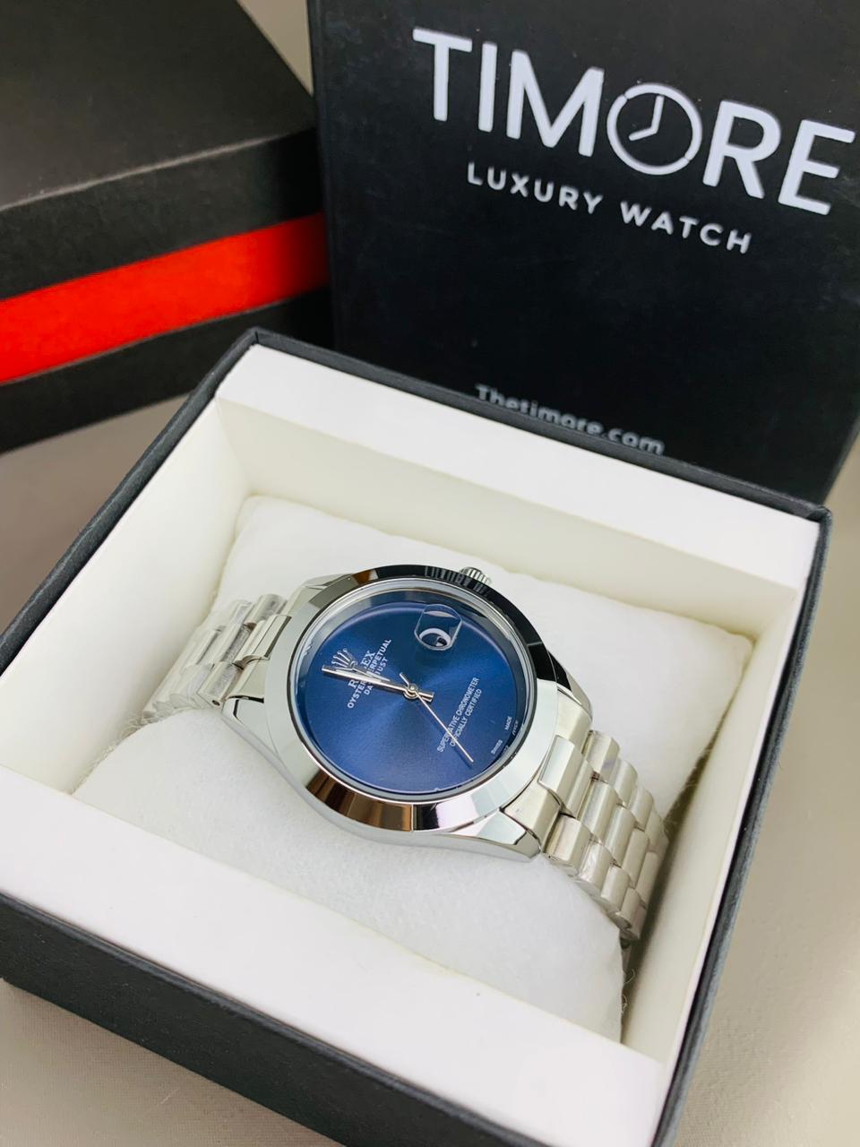 Rolex Silver Chain Blue Dial