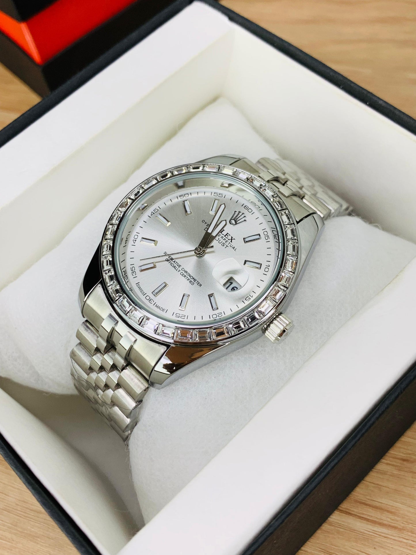 Rolex Oyster Perpetual Silver Sunray Dial 41