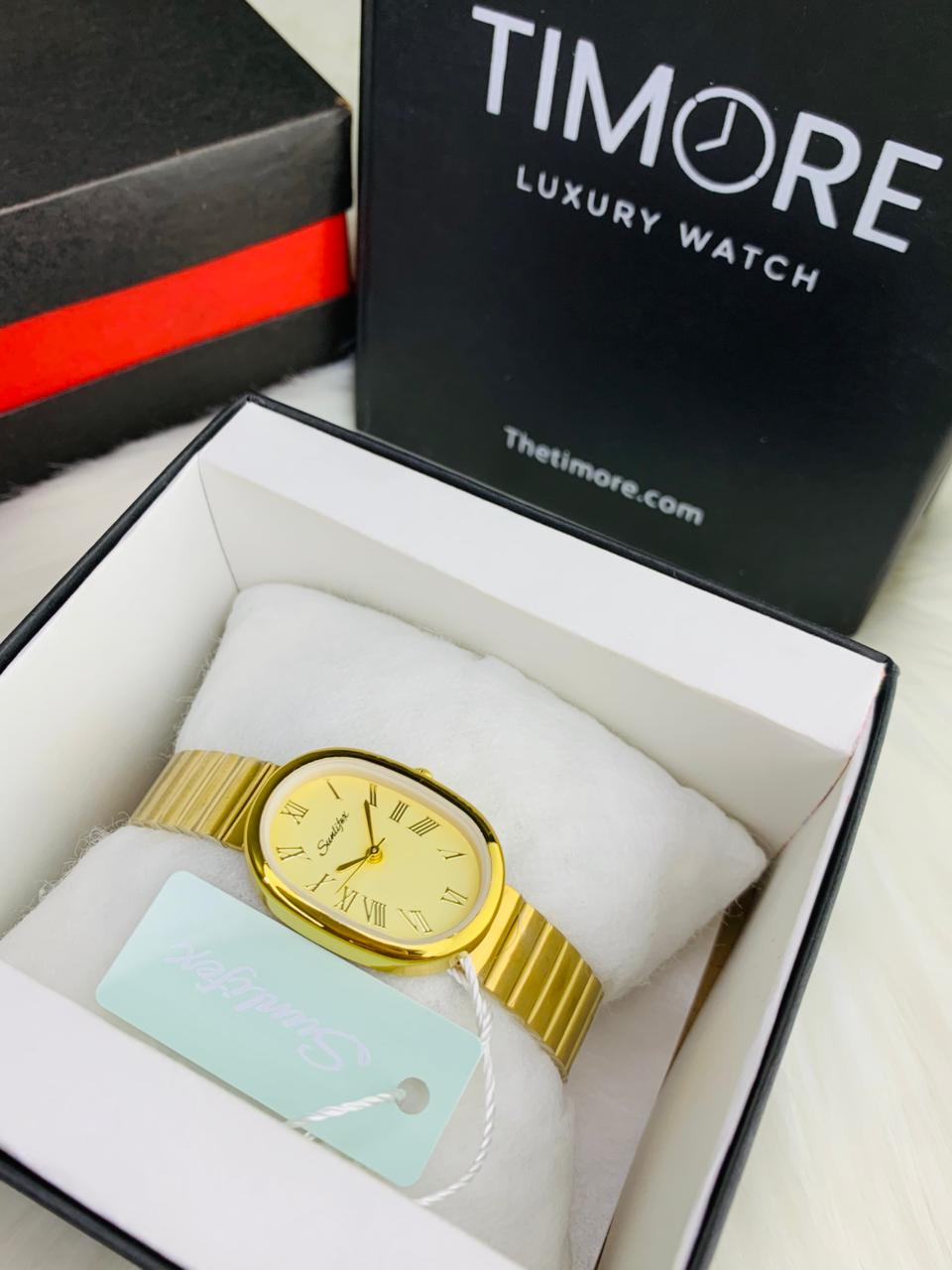 Sunlifex Women’s Gold Watch – Slim Vintage Roman Dial Series