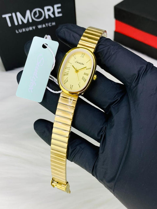 Sunlifex Women’s Gold Watch – Slim Vintage Roman Dial Series