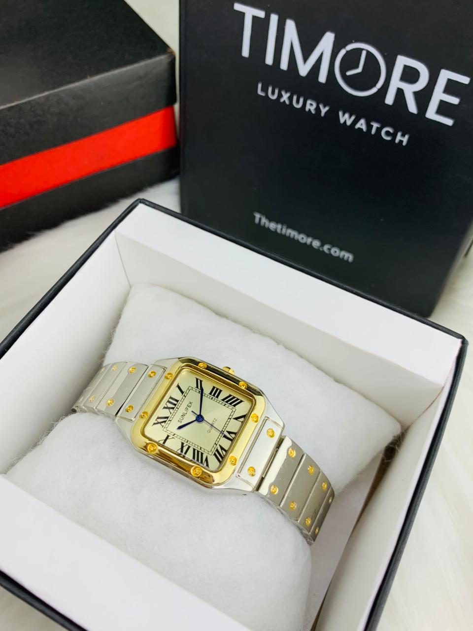 Sunlifex Women’s Vintage Gold Watch – Oval & Rectangle Quartz Edition