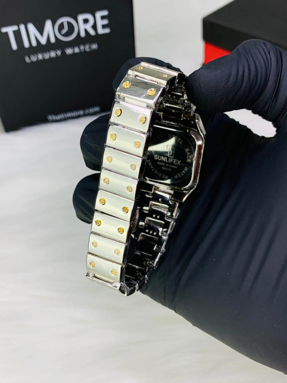 Sunlifex Women’s Vintage Gold Watch – Oval & Rectangle Quartz Edition